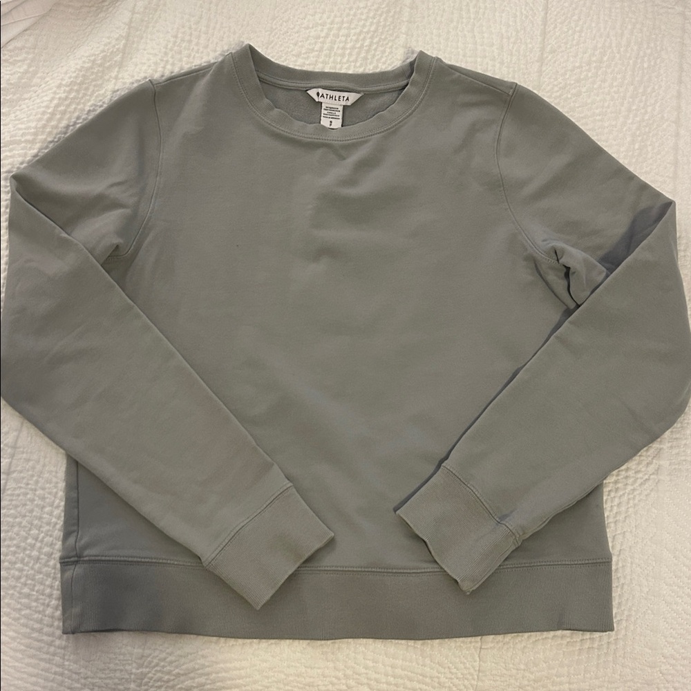 Athleta Blu Gray Crewneck Lightweight Sweatshirt